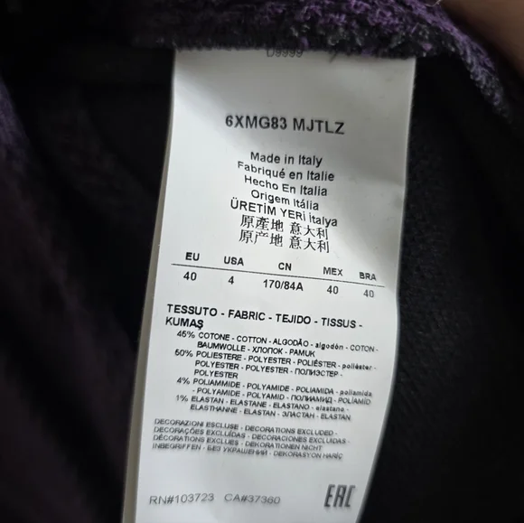 Armani Collezioni Blazer Jacket Women's SZ 4 Purple Textured business  Italy VTG - Picture 5 of 5